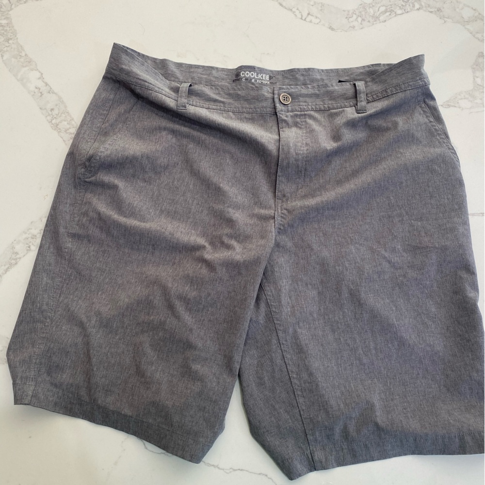 CoolKeep Shorts Mens 36 Gray Stretch Performance Quick Dry Golf 10.5” Inseam